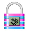 Abstract padlock, fingerprint unlocking