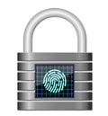 Abstract padlock, fingerprint unlocking
