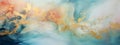 Abstract paining alcohol ink background. Light grey, blue and golden marble