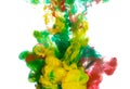 Abstract paint background of mixing colors ink splash in the water isolated on white background Royalty Free Stock Photo