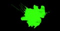 abstract paint brush stroke shape white ink splattering flowing and washing on chroma key green screen, ink splash effect with