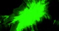 Abstract paint brush stroke shape white ink splattering flowing and washing on chroma key green screen, ink splatter splash effect