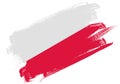 Abstract paint brush textured flag of poland on white background