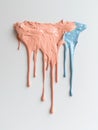 Abstract paint drips in peach and blue on white background Royalty Free Stock Photo