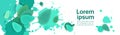 Abstract Paint Splash And Mint Leaf Set Over White Background For Copy Space And Text