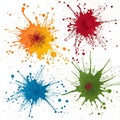 Abstract paint splatter patterns set isolated on white background Royalty Free Stock Photo