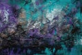 Abstract paint texture overlay in shades of blue, green and purple with a rough and gritty finish