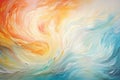 Abstract painted background. Blue, yellow, orange and white colors, Hand-drawn oil painting on canvas as an abstract art Royalty Free Stock Photo