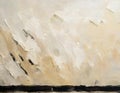 Abstract painted canvas in beige oil paint with a black line border palette knife texture background