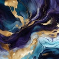 Abstract painted ocean wavy marble illustration. Style incorporates the swirls of marble or the ripples of agate.