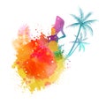 Summer party watercolor background Royalty Free Stock Photo