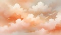 Abstract, painterly background with soft, fluffy clouds in shades of white, orange, and gold. Royalty Free Stock Photo