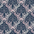 Abstract painterly speckled damask vector seamless pattern background. Pink white woven criss cross grid and dots on Royalty Free Stock Photo