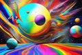 abstract painting of a alien planet in a spaceabstract painting of a alien planet in a space3 d