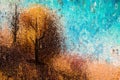Abstract painting of autumn trees with yellow leaves Royalty Free Stock Photo