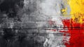 Abstract painting background with dark gray, yellow, red, in the style of grange. Royalty Free Stock Photo