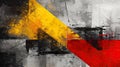 Abstract painting background with dark gray, yellow, red, in the style of grange, asymmetric balance Royalty Free Stock Photo