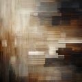 Abstract Painting In Beige, Brown, And Grey With Glitch Textures