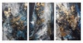 an abstract painting blue and gold, in the style of textured , dark blue and white. modern canvas wall decor