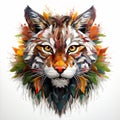 an abstract painting of a bobcat with leaves on it Royalty Free Stock Photo