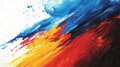 Abstract Painting with Bold Red Orange and Blue Brushstrokes Royalty Free Stock Photo