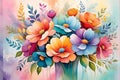 Abstract Painting - Bouquet of Undefined Flowers Centered, Swirls of Vibrant Colors Intermingling Royalty Free Stock Photo