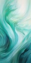 Ethereal Wave: Abstract Landscape Art Deco Painting In Teal And Green