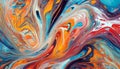 An abstract painting characterized by a liquid marbling Royalty Free Stock Photo