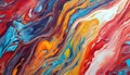 An abstract painting characterized by a liquid marbling