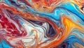 An abstract painting characterized by a liquid marbling