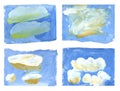 Abstract painting clouds in the sky original kid`s drawing Royalty Free Stock Photo