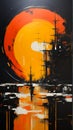 Abstract painting colored in orange black red yellow and white Royalty Free Stock Photo