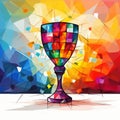 an abstract painting of a colorful glass cup on a white background Royalty Free Stock Photo