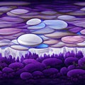 Abstract painting of colorful pebbles with a lavender field in the foreground. Royalty Free Stock Photo