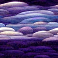 Abstract painting of colorful pebbles with a lavender field in the foreground. Royalty Free Stock Photo