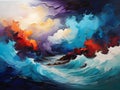 An abstract painting colorful sea