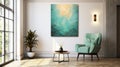 Turquoise Abstract Painting: Golden Light And Reimagined Religious Art Royalty Free Stock Photo