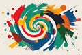 An abstract painting depicting a swirl of colors and shapes conveying a variety of emotions including temperaments of Royalty Free Stock Photo