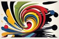 An abstract painting depicting a swirl of colors and shapes conveying a variety of emotions including temperaments of