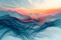 This abstract painting depicts a dynamic mountain range, showcasing the jagged peaks and rugged terrain, Abstract visual Royalty Free Stock Photo