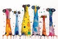 Abstract painting, family of meerkats. Beautiful illustration picture. Generative AI Royalty Free Stock Photo