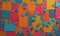 abstract painting features vibrant array overlapping circles in various sizes and colors, creating dynamic Royalty Free Stock Photo