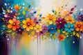 Abstract Painting Featuring an Array of Flowers in a Blur of Vibrant Colors - Petals and Leaves Intertwined