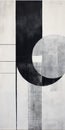 Abstract Black And White Painting With Circular Abstraction By Agnes Bernice Martin