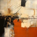 Abstract Red Orange Painting With Industrial Urban Scenes Style Royalty Free Stock Photo