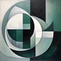 Modern Abstract Art Overlapping Shapes In Dark Green, Grey, And White Royalty Free Stock Photo