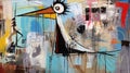 Colorful Abstract Bird Painting Inspired By Urban Expressionism And Dadaism