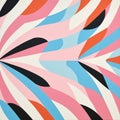 Abstract Painting With Pink And Blue Lines Inspired By Bridget Riley