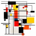 De Stijl Vector: Abstract Cityscape Abstraction In Black, Red, Yellow, And White Royalty Free Stock Photo