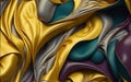 Abstract Painting Featuring Soft Gradients and Golden Organic Structures.